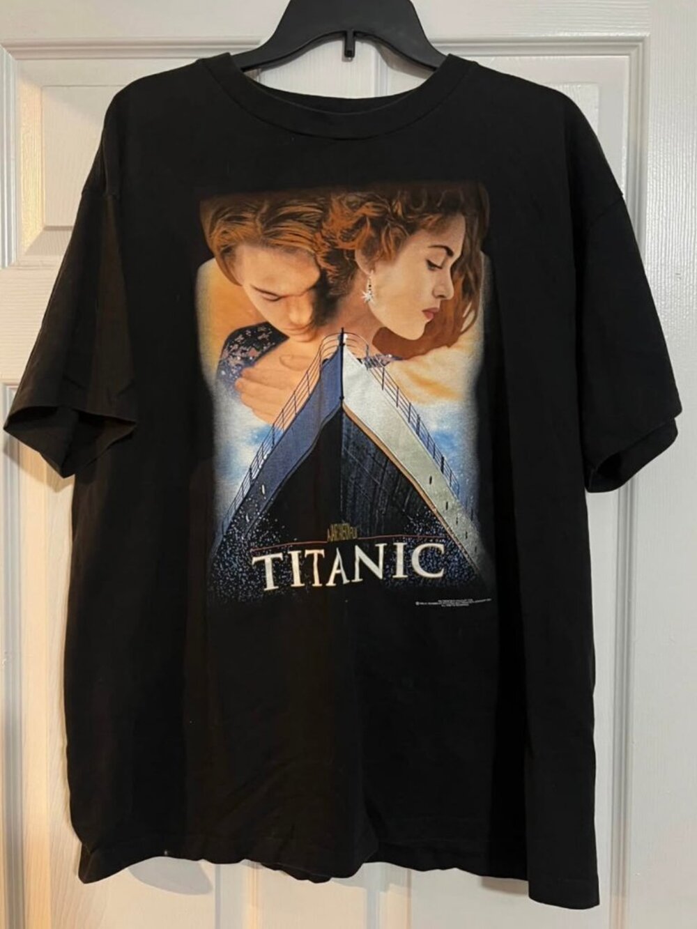Titanic 1997 T Shirt Leonardo DiCaprio Kate Winslet XL Black Vintage Tee